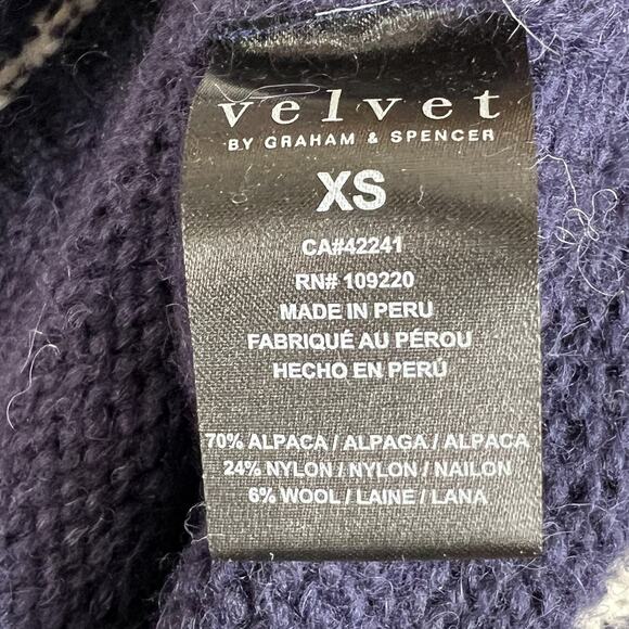 Velvet by Graham & Spencer Sweater Womens Size XS Alexa Fair Isle Alpaca Wool - Picture 7 of 8